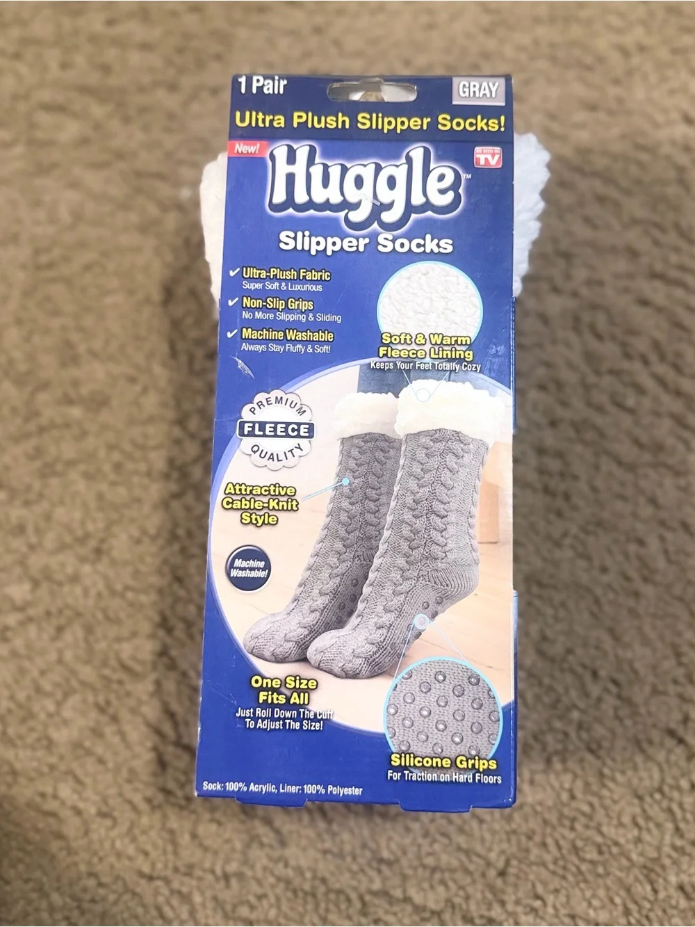 NWT Plush Slipper Socks – Gray